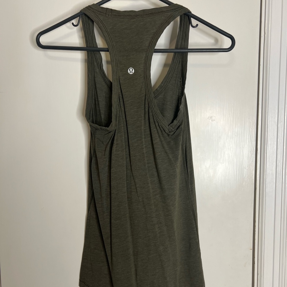 Cotton lululemon tank top. Size 4. Army green